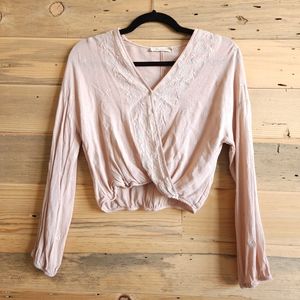 Chloe & Katie Pink Button Crop Top - size xs